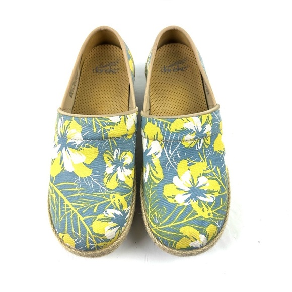 Dansko Victoria Clogs 39 Hawaiin Tahiti Floral Canvas Slip On Shoes Womens - Picture 3 of 12
